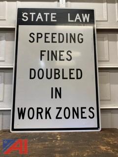 Speeding in Work Zone Road Sign