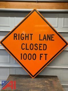 Right Lane Closed 1,000' Road Sign