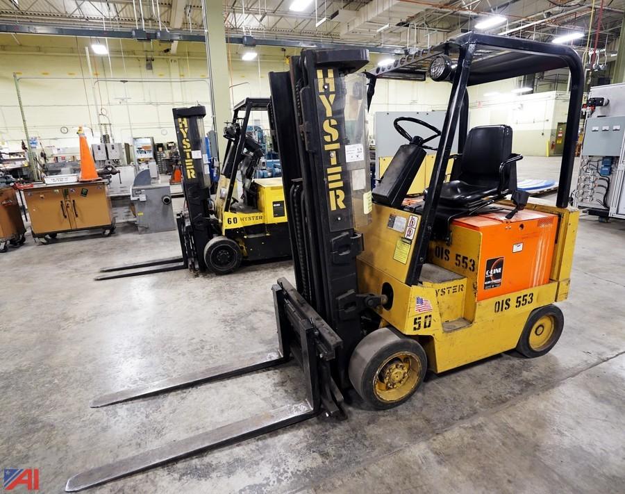 Auctions International Auction Business Industrial Surplus Ny 13531 Item Hyster E50xl 5000 Lb 36v Forklift