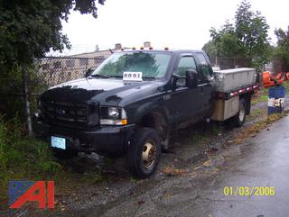 2002 Ford F350 Super Duty Extended Cab Stake Truck with Utility Boxes