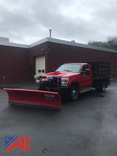 2015 Ford F350 XLT Super Duty Stake Truck with Plow