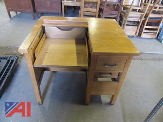 Vintage Typewriter Desks, Wood Desks, Hexagon Table & Wall Cabinet
