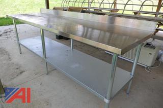 (#13) Stainless Steel 8' Kitchen Worktable with Bottom Shelf