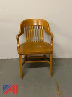 Curved Back Wooden Chairs with Arms