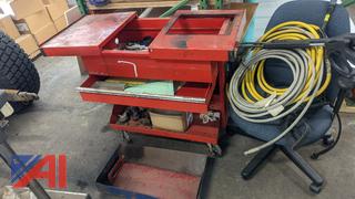 Rolling Tool Bin, Chair, Hoses & Pressure Washer Wands