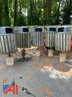 Park Trash Receptacles with Cans and Lids