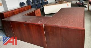 Cherry Executive Desk with Rear & Side Return & Cabinet