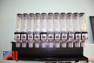 Vertical Dispenser with 12 Containers and Heavy-Duty Wall Rack