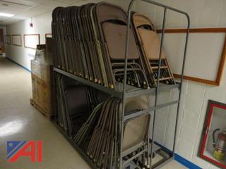 (84) Metal Folding Chairs with Rolling Cart