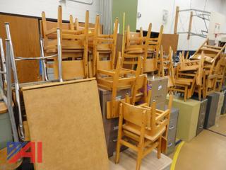 (208) Hardwood Primary Student Chairs & Metal Fiberglass Chairs