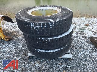 (#13) (3) 10.00R20 Truck Tires and Rims