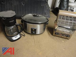 Crock Pot, Coffee Pot & Electric Heater
