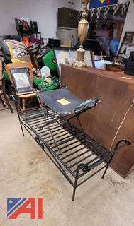 Wrought Iron Garden Seat, Patio Table & Corner Shelf