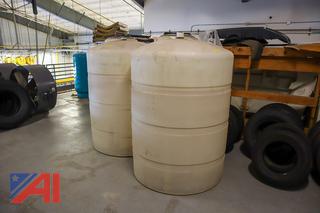 (2) 500 Gallon Heavy Duty Vertical Plastic Storage Tanks