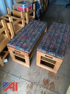 (2) Wooden Benches with Cushions