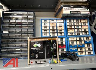 Assorted Audio Visual Repair Parts, Bins and Shelf Units, New/Old Stock