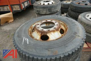 (#19) (3) 11R22.5 Tires on Rims