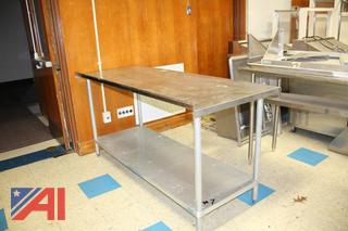 Stainless table, (2) Refrigerators Sink and Shelving