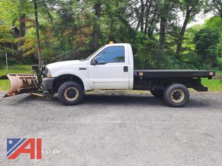 2004 Ford F350 XL Super Duty Flatbed Truck with Plow