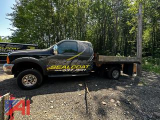 2001 Ford F250 Super Duty Extended Cab Flatbed Pickup Truck with Plow