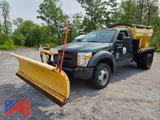 (#4) 2011 Ford F450 Super Duty Flat Bed Truck with Sander and Plow
