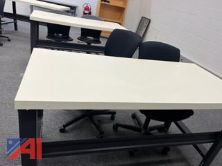 (3) White Top, Gray Metal Base Tables