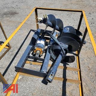 Skid Steer Mounted Auger and Bits  Comes with 2 bits, 12" and 18" 