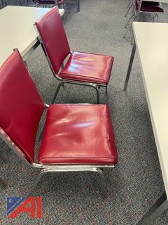 (Approx 65) Red Padded Chairs w/ Metal Legs