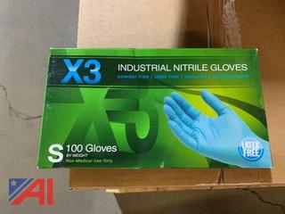 (988 Boxes) X3 Industrial Nitrile Gloves, 100 Gloves/Bx Size Small, New/Old Stock