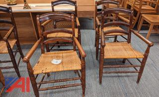 (4) Vintage Arm Chairs with Woven Seats
