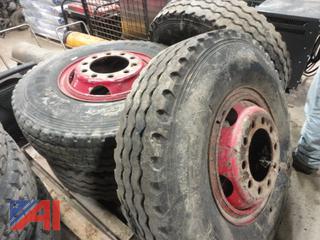 (4) 11.00R20.00 Tires with Bud Wheel Rims