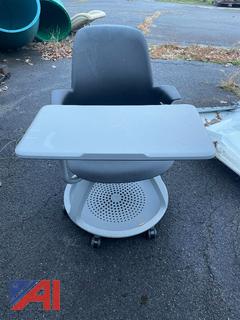 (23) Steelcase Rolling Classroom Chairs with Swivel Desk Top