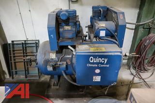 (2) Pc Quincy Duplex Air Compressor and Drill Press