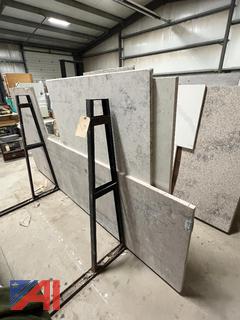 Row of Large Countertop Cutoffs and Materials