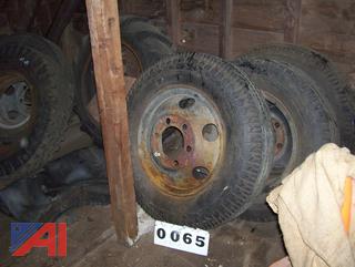 (5) 8.25-20.00 Truck Tires on Steel Rims
