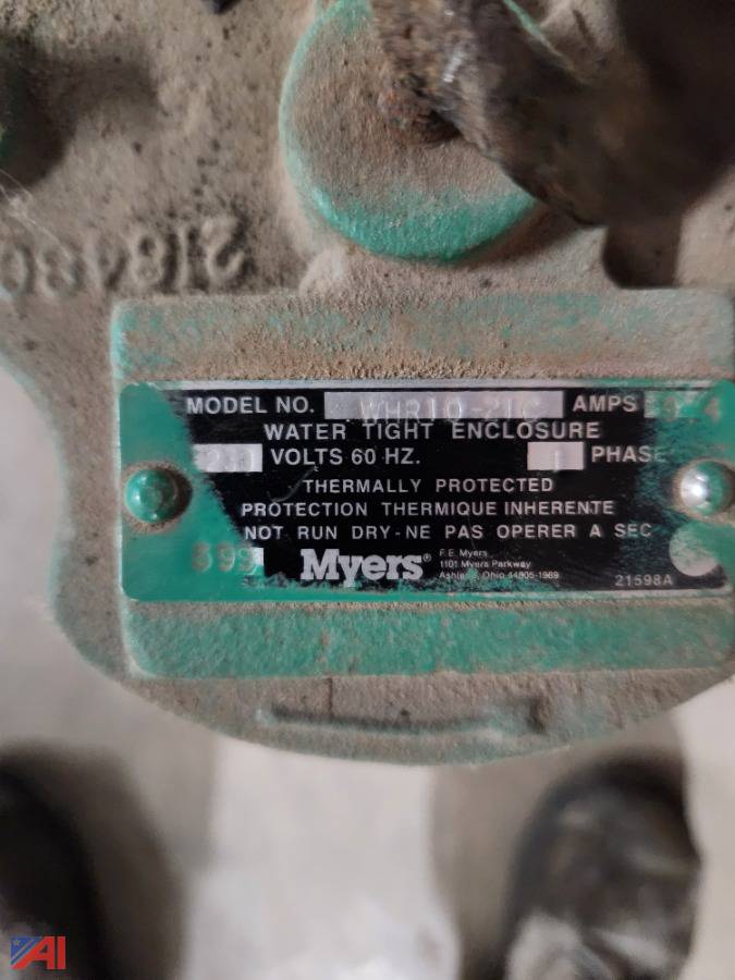 Auctions International Auction Village of CanastotaNY 37166 ITEM Meyers Submersable Pump